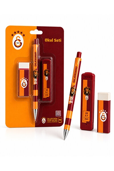 Galatasaray Lisanslı Versatil Kalem Seti - 0.7 mm Kalem Ucu ve Silgili 3'lü O...