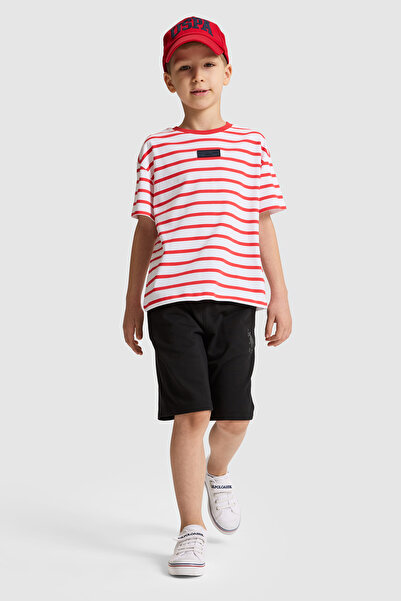 U.S. Polo Assn. شورت محبوك أسود للأولاد 50320462-VR046