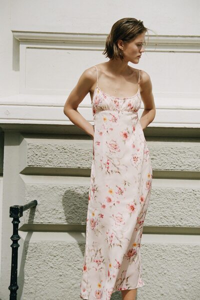 H&M Baskılı ve Askılı Elbise
