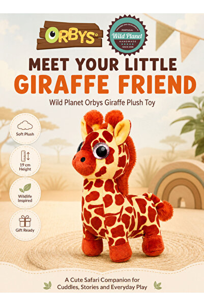 Wild Planet Orbys Giraffe Plush Toy 19 cm, Soft Stuffed Safari Animal with Sp...