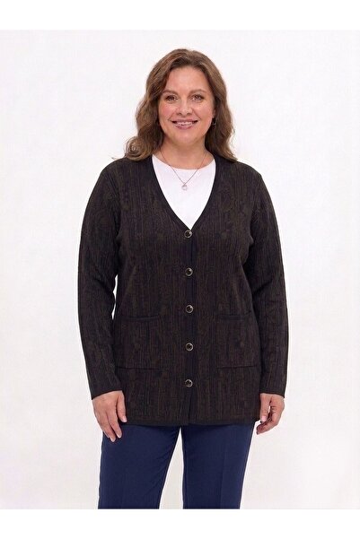 onno style women Patterned Classic Knit Buttoned Jacket