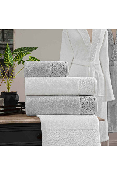 Taç Adria Pure Cotton Pamuk 6'lı M/L Aile Seti Beyaz-Gri
