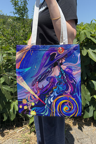 ZipZap Mona Genshin Impact V3 Double-Sided Canvas Print Tote Bag Anime Bag