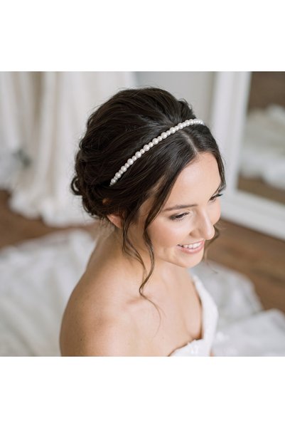 gelinmz Women's Pearl Bridal Crown Special Design Fine Elegance Hair Accessory Engagement and Wedding Hairband