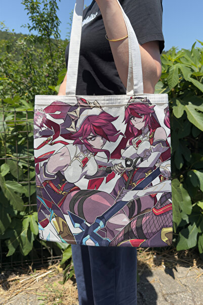 ZipZap Rosaria Genshin Impact V5 Double-Sided Canvas Print Tote Bag Anime Bag