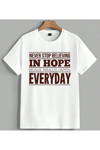 ELFERA Hope Faith Motivational Text Printed Unisex Oversize T-Shirt White
