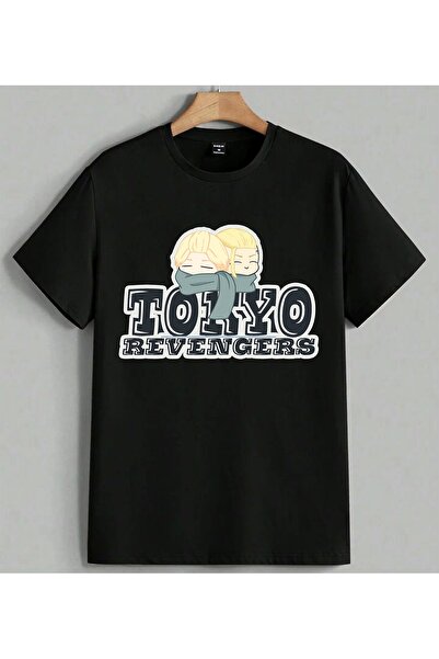 ELFERA Tosii Revengers Anime Girl Yellow Printed Unisex Oversize T-Shirt Black