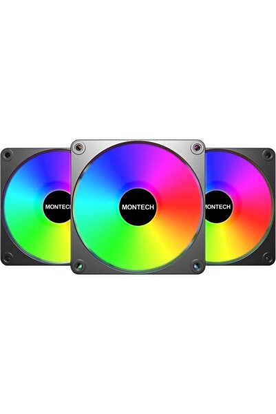 MONTECH GF120 V2 ARGB PWM 120mm Fan Kit - 3 Pack, Black