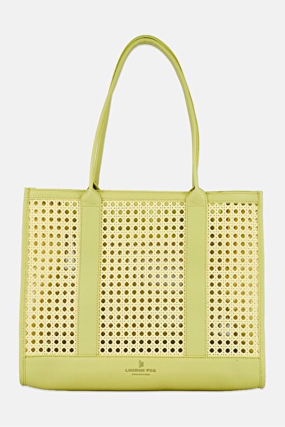 London Fog Women Daisy Woven Tote Bag, Yellow
