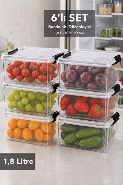 Meleni Home Organizator pentru frigider cu capac de blocare, 6 piese - Organi...