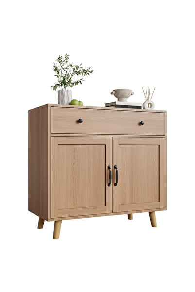 Garvee Wooden Storage Cabinet with Drawer & Double Doors - 78cm Tall Freestan...