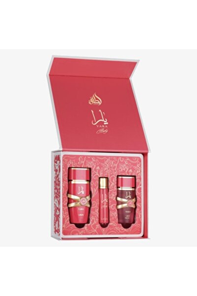 lattafa Set cadou Yara Candy 3 piese pentru femei – Apă de parfum 100 ml + Sp...