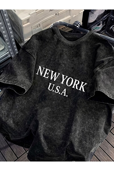 HOFFNUNG Unisex Oversize Vintage Washed Street Style Μόδα του δρόμου Βαμβακερ...