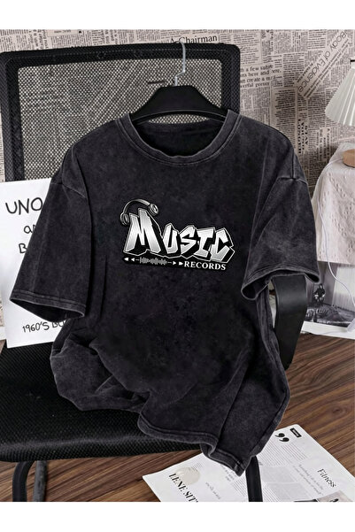 HOFFNUNG Unisex Oversize Vintage Washed Street Style Μόδα του δρόμου Βαμβακερ...