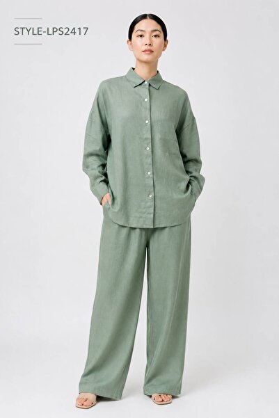LINELLE Women's Relaxed Fit Linen Blend Co-Ord Set