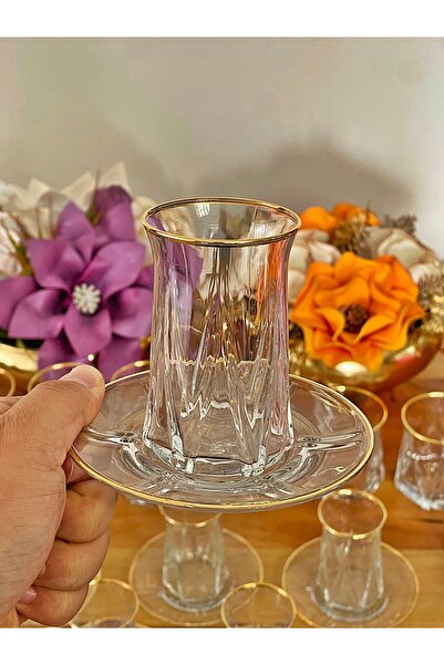 P&ORA PREMIUM KITCHEN PRODUCTS Zoe Gold Gilded 24 Piece Water Set Tea Set Gift Dowry Box