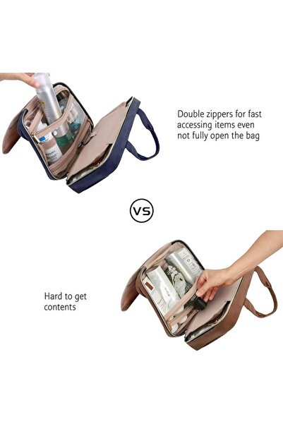 BAGSMART حقيبة أدوات تجميل للسفر مع خطاف تعليق، حقيبة مستحضرات تجميل مقاومة ل...