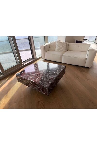 ESİLA MARBLE Rosso Levanto Mermer Orta Sehpa – El Yapımı Doğal Taş Orta Masa ...