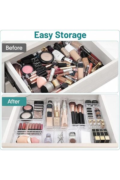 Wemart 25 PCS Clear Plastic Drawer Organizer Set, 4 Sizes Desk Drawer Divider...