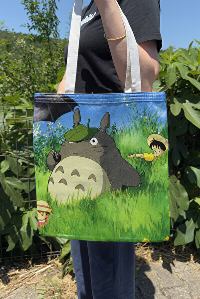 ZipZap Totoro V5 Summer and Winter Double-Sided Canvas Print Tote Bag Anime Bag