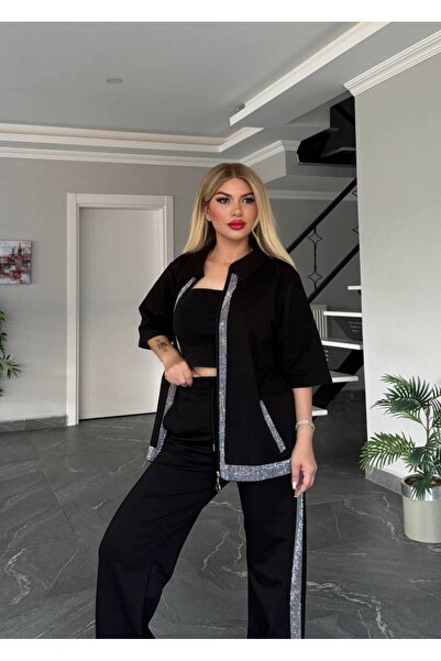 Kadın taş detaylı 2’li takım