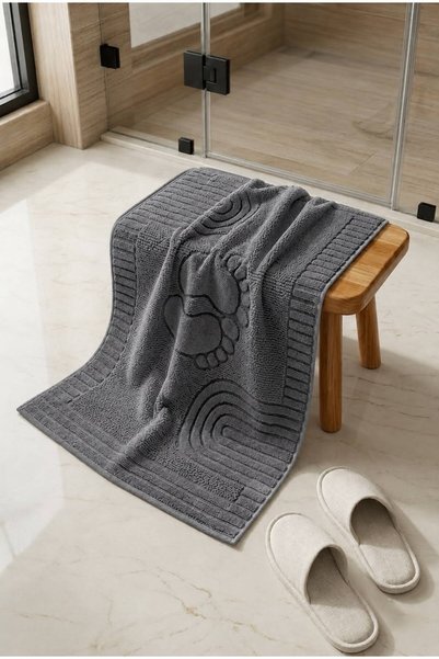 Ucarehome Esila Series Anthracite Color Foot Towel (50 X 70) Premium Soft Textured 100% Organic Cotton