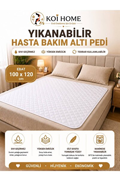 Koi Home Washable Patient Care Underpad |   Liquid Proof, Highly Absorbent, R...