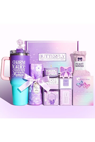OricareFain Set Cadou pentru Femei Butterfly Collection, Cana Termos 1200ml c...