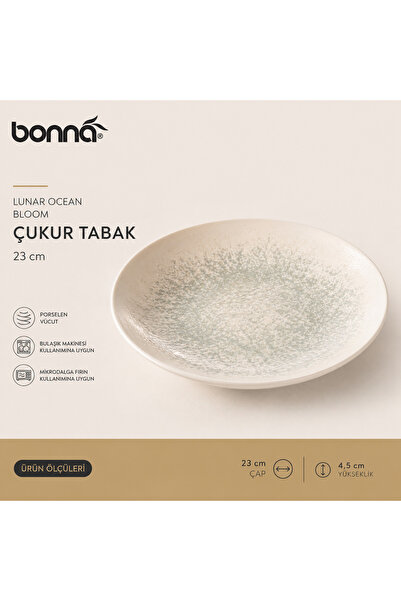 Bonnami Bonna Lunar Ocean Bloom Deep Plate 23 cm 1000 Cc Porcelain Pasta Plate