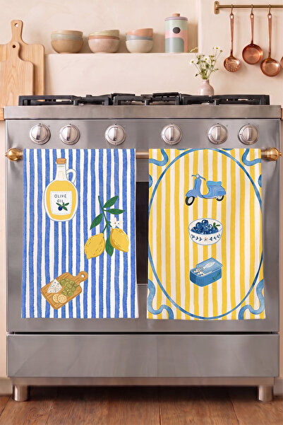 ecemre beach towel مناشف مطبخ منقوشة (مطبوعة) (مجموعة من قطعتين) |   30×50 سم