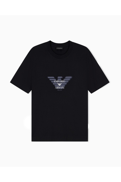 Emporio Armani Men's Eagle Logo Printed Regular Fit Round Neck Short Sleeve B...