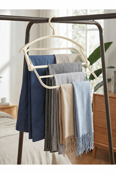 Hagen Multi-Layered Pants Hanger Cream Color Space-Saving Organizer for Scarv...