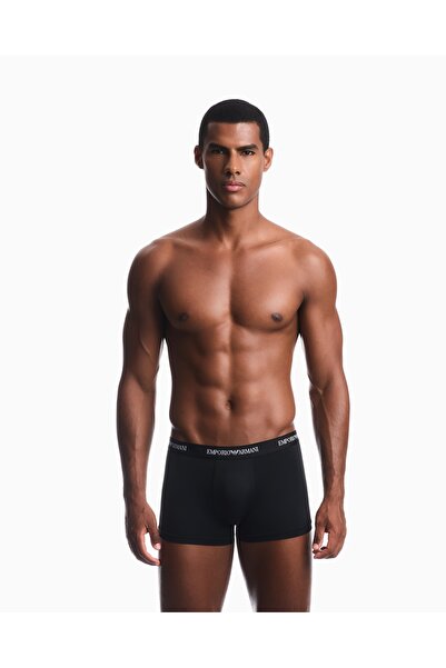 Emporio Armani Men's Regular Fit Logo Signed Elastic Waistband Black Boxer