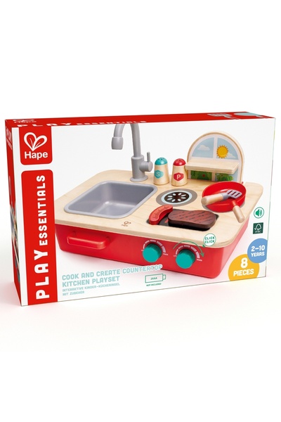 Hape Set de joaca din lemn, Hape, Blat de bucatarie, 7 piese