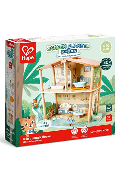 Hape Set din lemn, Hape, Casa tigrilor in jungla, 34 piese