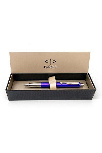 Parker قلم حبر جاف، بلون أزرق معدني لامع، قلم أنيق للكتابة اليومية والهدايا