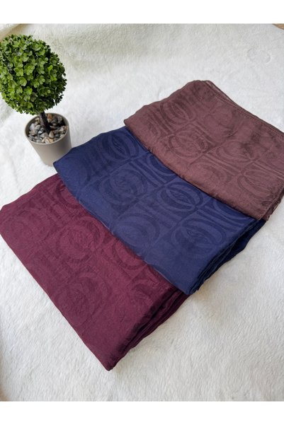 shalby Hijab Cotton Soft Textured Big Loop Ss Pattern Jacquard Shawl Set of 3 and Makeup Mirror
