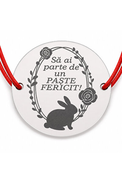 Simoshop Brățară argint 925 cu bănuț iepuraș cu trandafiri, șnur reglabil