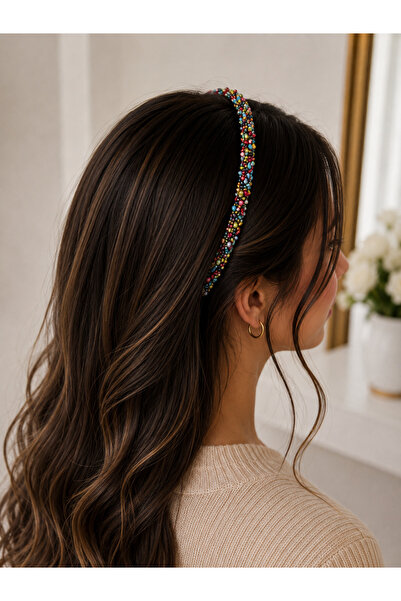 Bymiel Women's Colorful Crystal Stone Thin Hair Crown – Multi-Colored Stylish...