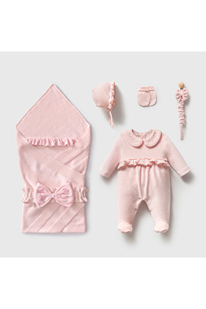 Mert Baby April Floral Embroidered Velvet 5-Piece Organic Hospital Set 100% C...