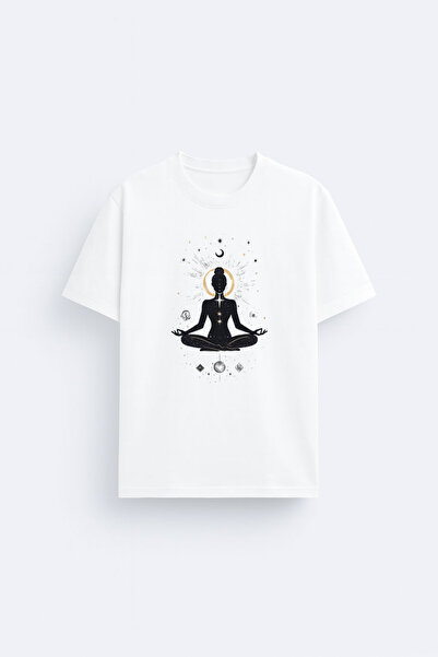 cesita Yoga Namaste Printed Cotton White T-Shirt T-Shirt