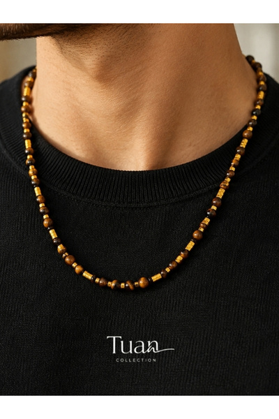 Tuan Collection Tiger's Eye Hematite Natural Stone Pendant Special Design Nec...