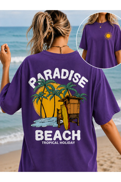 VODEXA Γυναικείο T-Shirt Oversize PARADAYS με στάμπα, 100% βαμβακερό, άνετη ε...