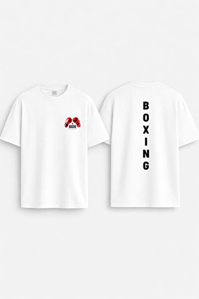 cesita Boxing Box Printed Cotton White T-Shirt T-Shirt