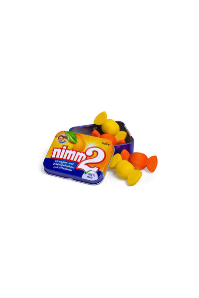 Erzi Bomboane Nimm2 din lemn într-o cutie metalică