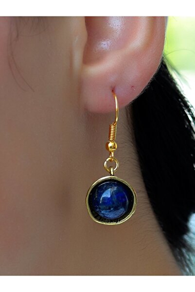 Esha Store Natural Stone Lapis Natural Stone Round Women's Earrings Euku23Lps