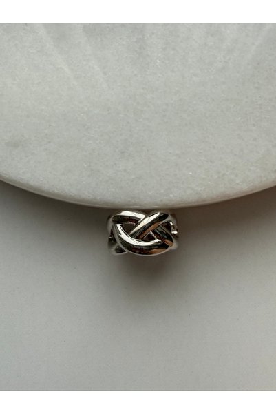 Alya Jewelry خاتم فولاذي قابل للتعديل بعقدة فضية