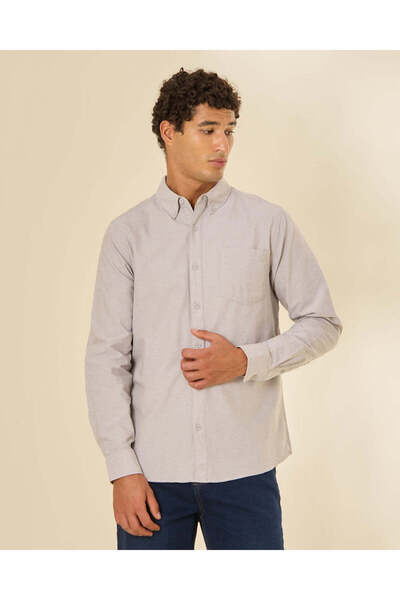 REDTAG Men Grey Oxford Shirt