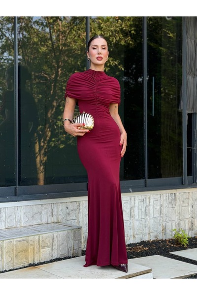 YK FASHION Omuz Detaylı Sıfır Kol Elbise