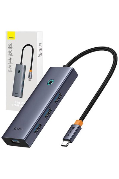 Baseus Multihub 5 în 1 UltraJoy Type-C cu 1 x HDMI 4K30Hz și 4 x USB 3.0 Gri